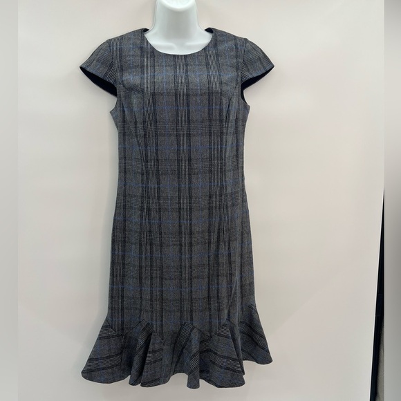 Banana Republic Plaid Lined Flounce Dress - Size 4 - Picture 2 of 4